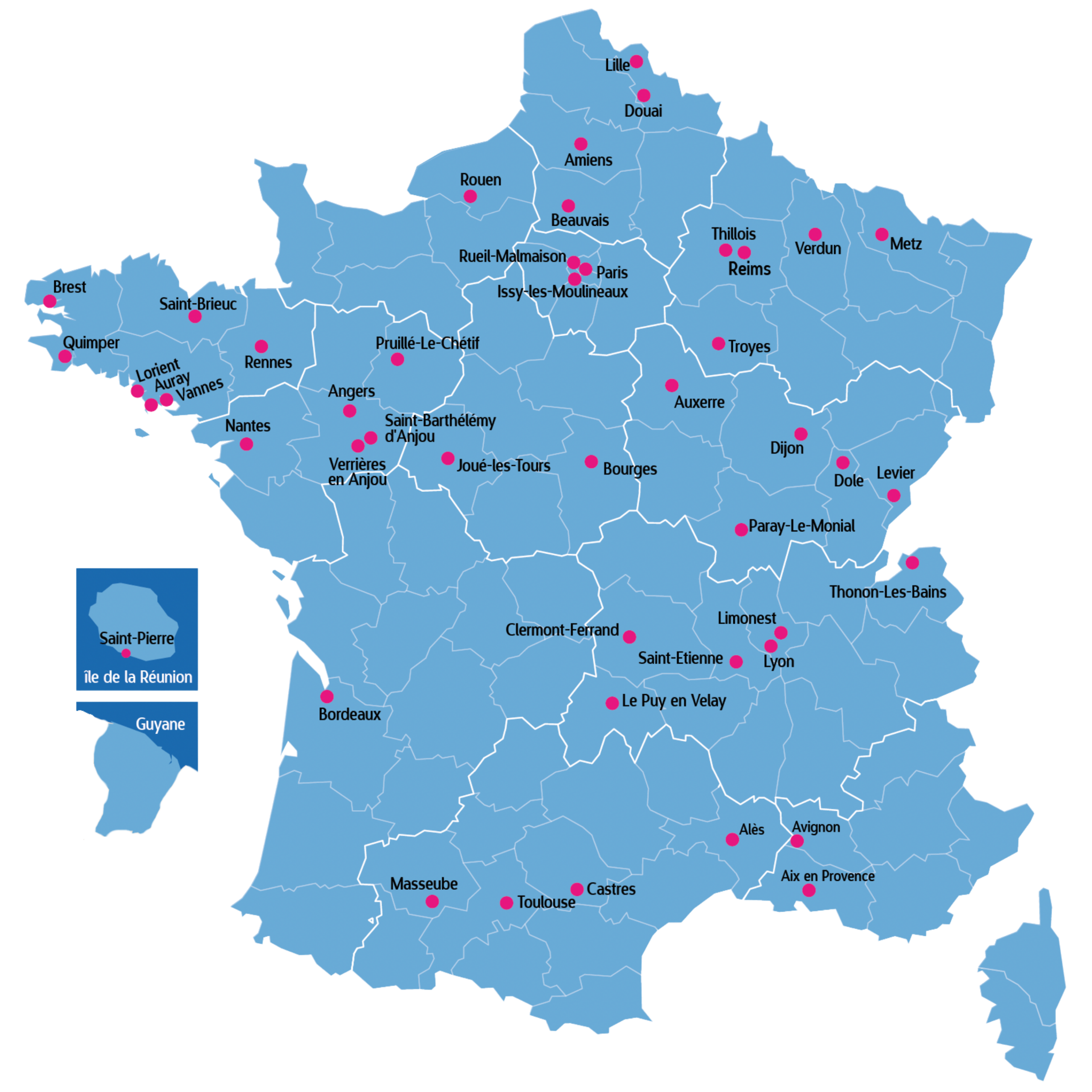 Carte des deux campus La Salle Lille : Business School rue Philippe-Laurent-Roland et Prépas Scientifiques rue Colbert